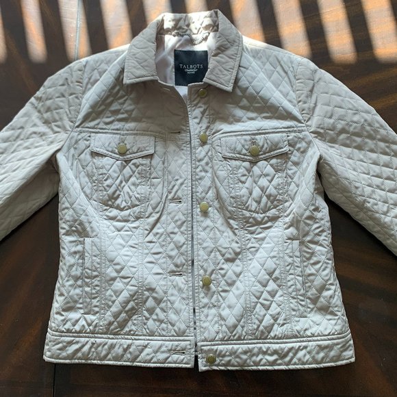 Talbots Khaki Quilted Jacket Size 6P - Picture 1 of 8